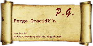 Perge Gracián névjegykártya